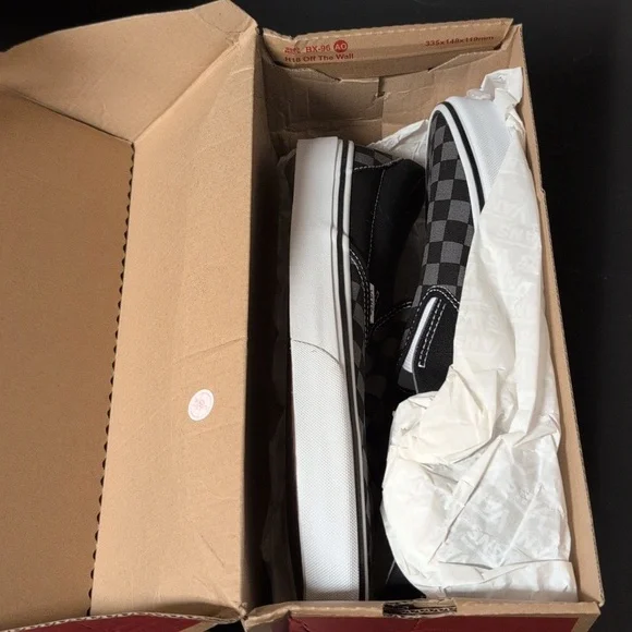 Vans Off The Wall Classic Slip-On Checkerboard Pewter & Black Size 10 New/Box - Picture 9 of 10